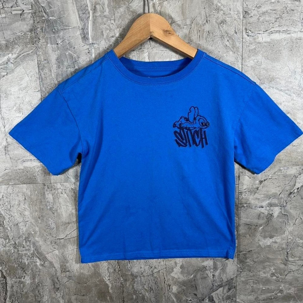 Disney Stitch blue embroidered‎ tee shirt Youth Kids Sz 8 disney #liloandstitch